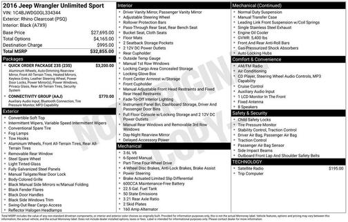 2016 Jeep Wrangler Unlimited Sport