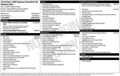 2016 RAM 1500 Tradesman/Express