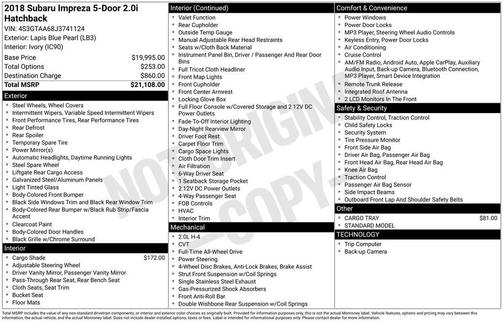 2018 Subaru Impreza 2.0i