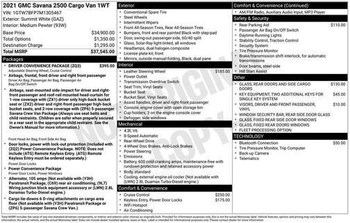 2021 GMC Savana 2500 Work Van