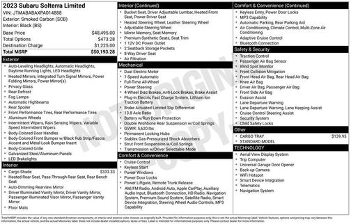Smoked Carbon 2023 Subaru Solterra Limited