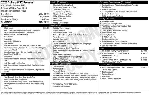 2022 Subaru WRX Premium