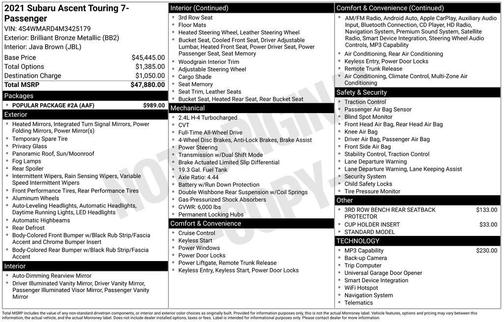2021 Subaru Ascent Touring 7-Passenger