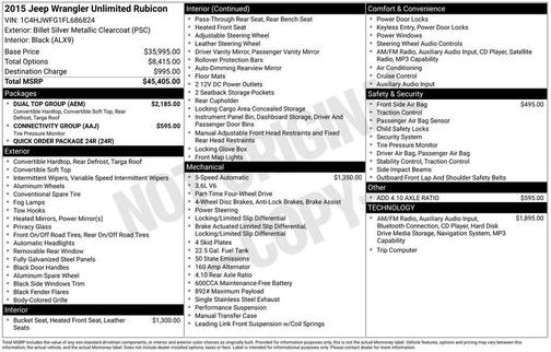 Billet Silver Metallic Clearcoat 2015 Jeep Wrangler Unlimited Rubicon