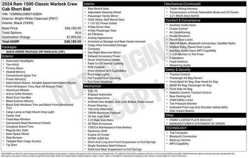 2024 RAM 1500 Classic Warlock Crew Cab 4x2 5'7' Box