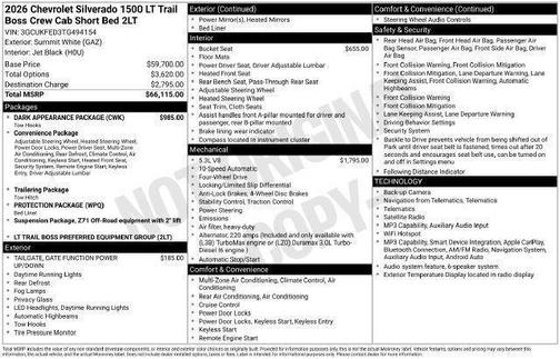 Summit White 2026 Chevrolet Silverado 1500 LT Trail Boss