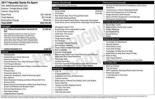 Twilight Black 2017 Hyundai Santa Fe Sport 2.4L