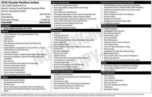 Granite Crystal Clearcoat Metallic 2020 Chrysler Pacifica Limited