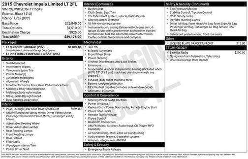 Black 2015 Chevrolet Impala Limited LT