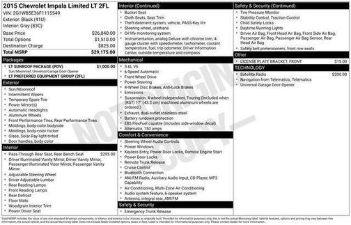 Black 2015 Chevrolet Impala Limited LT