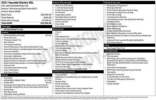 Shimmering Silver Pearl 2021 Hyundai ELANTRA SEL