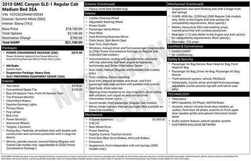 Summit White 2010 GMC Canyon SLE