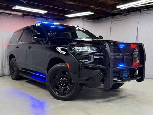 Black 2023 Chevrolet Tahoe PPV EQUIPPED LIGHT PARTITION PUSHBAR MANUFACTURER'