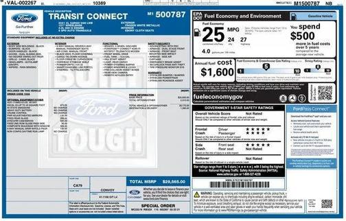 Frozen White 2021 Ford Transit Connect XL LWB w/Rear Symmetrical Doors