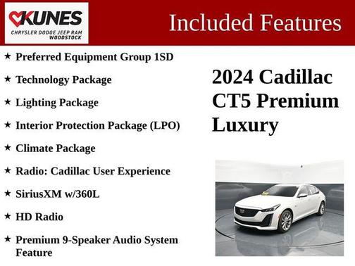 Crystal White Tricoat 2024 Cadillac CT5 Premium Luxury