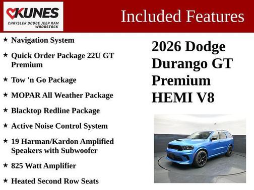 B5 Blue 2026 Dodge Durango GT Premium AWD HEMI V8