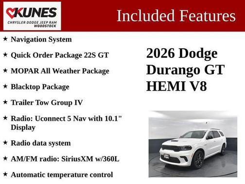 White Knuckle Clearcoat 2026 Dodge Durango GT AWD HEMI V8