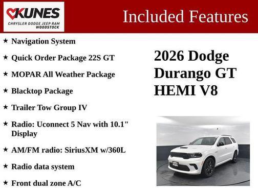 White Knuckle Clearcoat 2026 Dodge Durango GT AWD HEMI V8