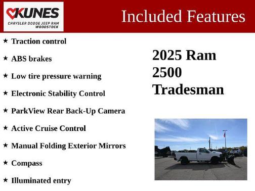 Bright White Clearcoat 2025 RAM 2500 Tradesman Regular Cab 4x4 8' Box
