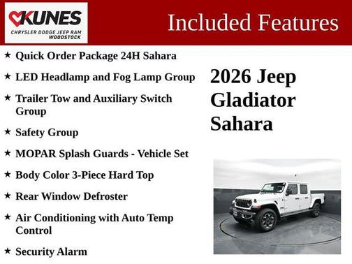 Bright White Clearcoat 2026 Jeep Gladiator Sahara 4x4