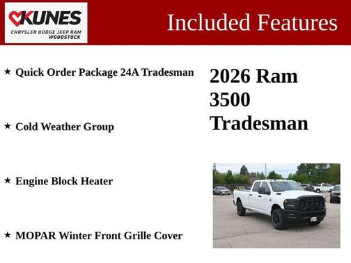 Bright White Clearcoat 2026 RAM 3500 Tradesman Crew Cab 4x4 8' Box