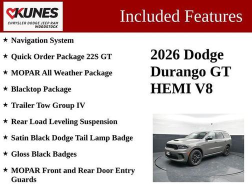 Destroyer Gray Clearcoat 2026 Dodge Durango GT AWD HEMI V8