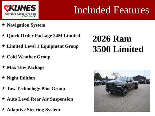 Diamond Black Crystal Pearlcoat 2026 RAM 3500 Limited Crew Cab 4x4 8' Box