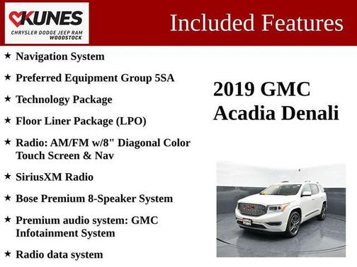 White Frost Tricoat 2019 GMC Acadia Denali