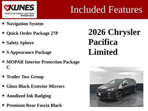 Diamond Black Crystal Pearlcoat 2026 Chrysler Pacifica Limited