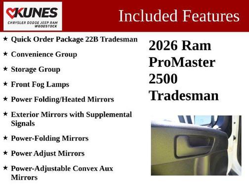 Bright White Clearcoat 2026 RAM ProMaster 2500 Tradesman