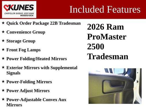 Bright White Clearcoat 2026 RAM ProMaster 2500 Tradesman