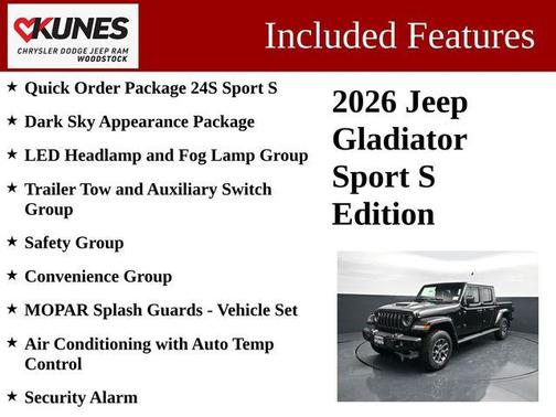 Black Clearcoat 2026 Jeep Gladiator Sport S