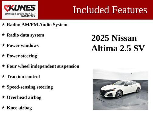Glacier White 2025 Nissan Altima 2.5 SV