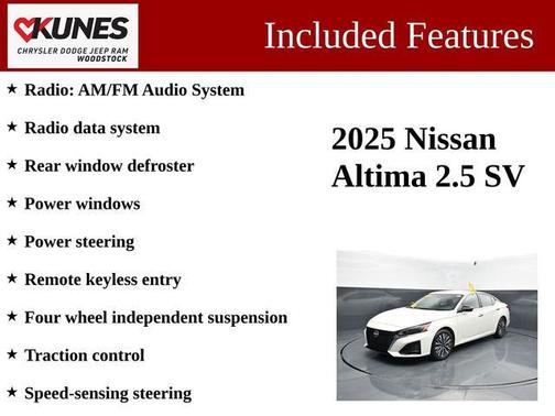 Glacier White 2025 Nissan Altima 2.5 SV