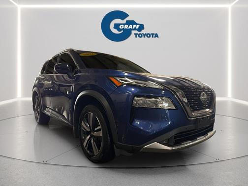 Caspian Blue Metallic/Super Black 2021 Nissan Rogue Platinum