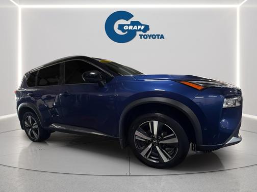 Caspian Blue Metallic/Super Black 2021 Nissan Rogue Platinum