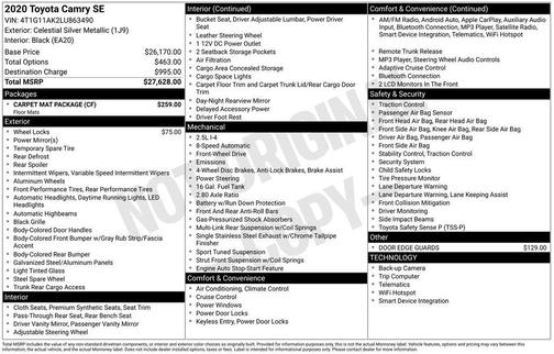 2020 Toyota Camry SE
