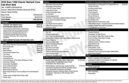 2023 RAM 1500 Classic Warlock Crew Cab 4x4 5'7' Box