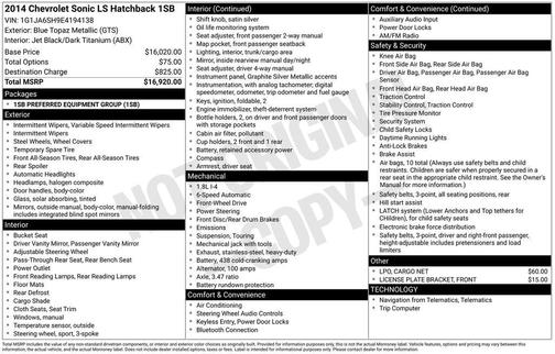 2014 Chevrolet Sonic LS