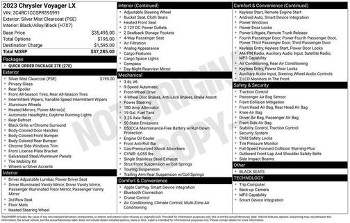 Silver Mist Clearcoat 2023 Chrysler Voyager LX