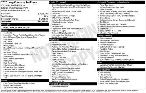 White Clearcoat 2020 Jeep Compass Trailhawk