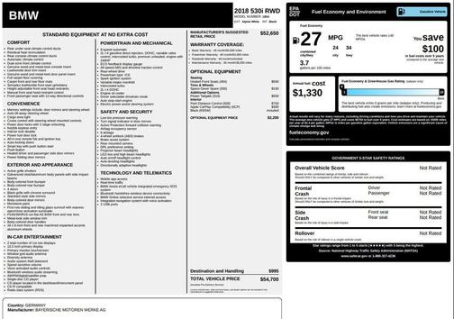 2018 BMW 530 530i Sedan 4D