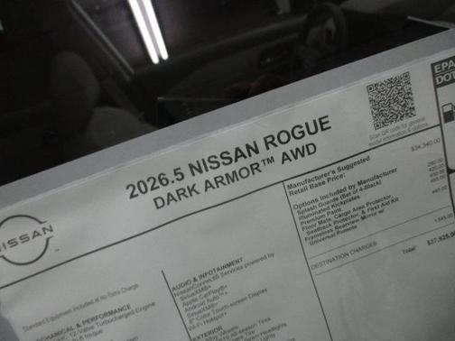 Everest White Pearl Tricoat 2026 Nissan Rogue Dark Armor