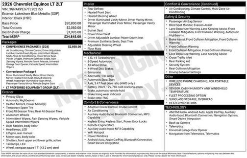 Lakeshore Blue Metallic 2026 Chevrolet Equinox LT