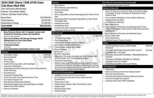 Onyx Black 2024 GMC Sierra 1500 AT4X