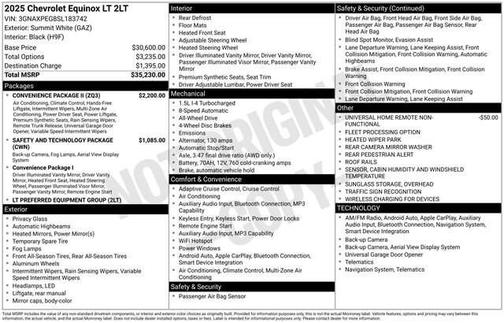 Summit White 2025 Chevrolet Equinox LT
