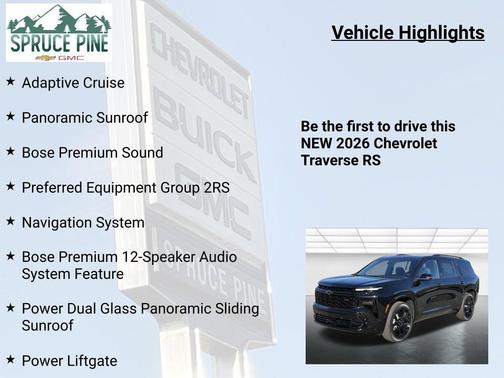 Mosaic Black Metallic 2026 Chevrolet Traverse RS
