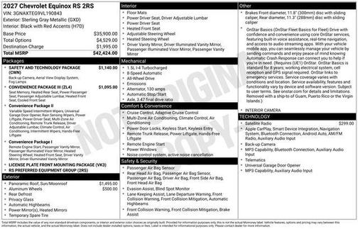 Sterling Gray Metallic 2027 Chevrolet Equinox RS AWD