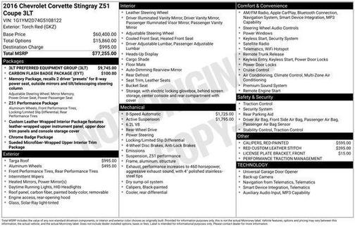 Torch Red 2016 Chevrolet Corvette Stingray Z51