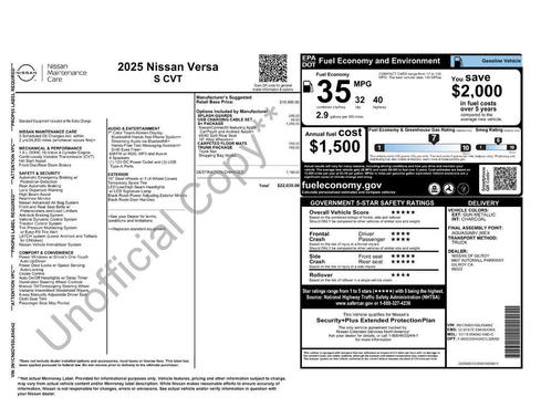 2025 Nissan Versa 1.6 S